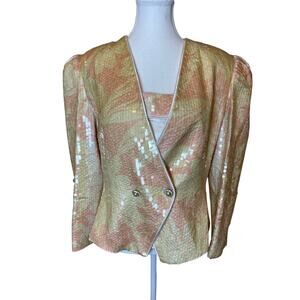 Lillie Rubine | Vintage Yellow/Pink Sequins Blazer & Cami (2 pcs) | 12